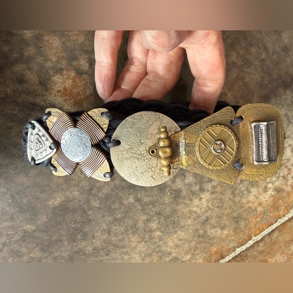 Marjorie Baer, San Francisco, artisan belt, vintage, black webbing, mixed metals - Picture 10 of 15